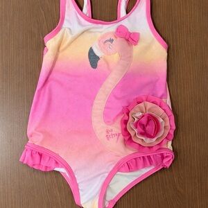 Betsey Johnson Pink and White Flamingo Swimsuit